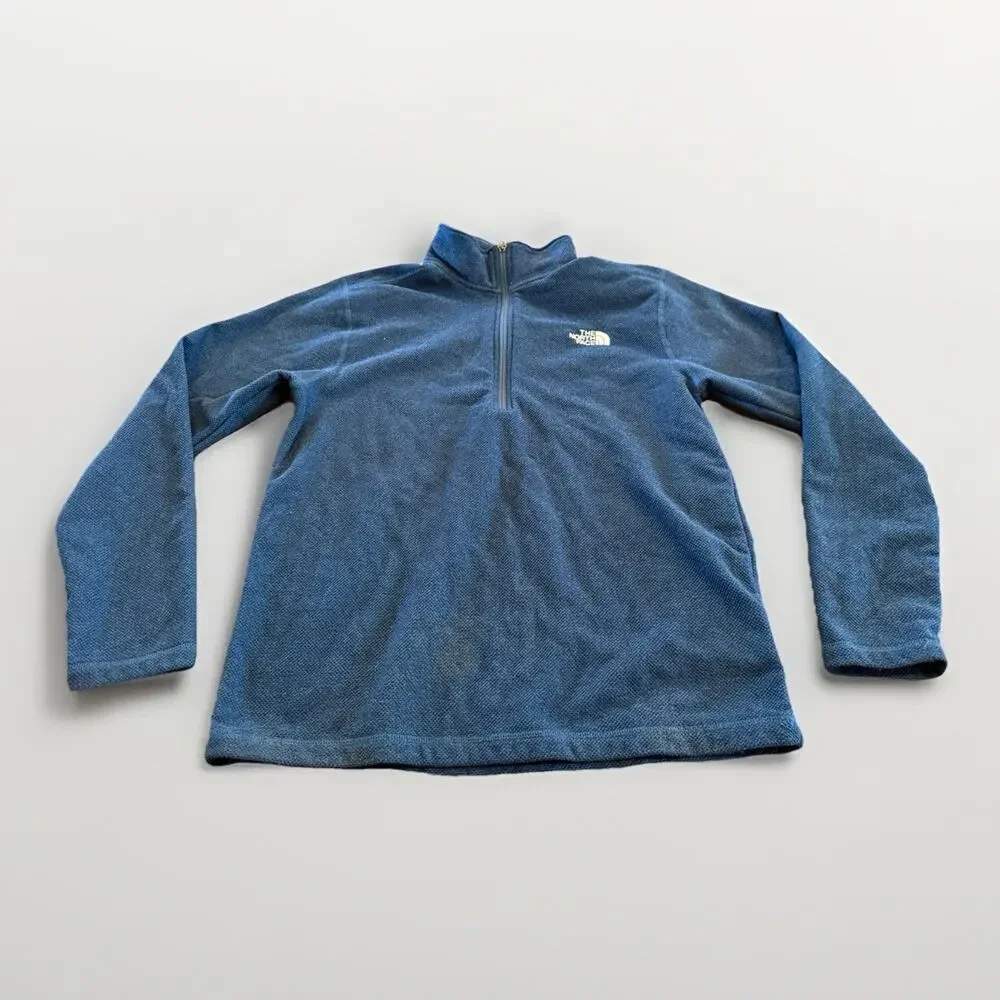The North Face Mens Blue 1/4 Zip Mock Neck Pullover Fleece Sweater Jacket Size L